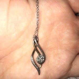 925 stamped sterling silver chain with diamond pendant
